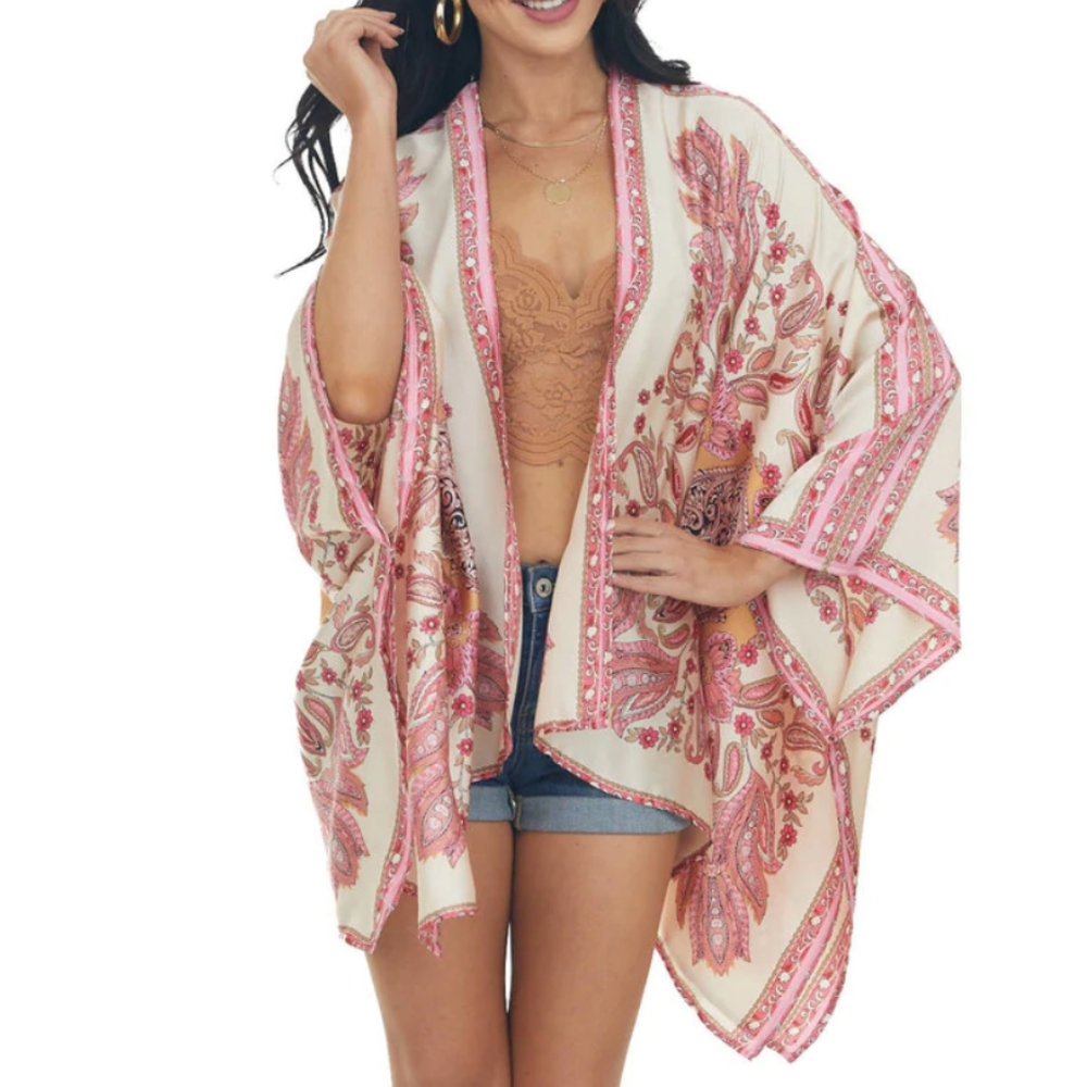 ENTRO • ANTHROPOLOGIE Paisley Print Handkerchief Kimono ~ NWT